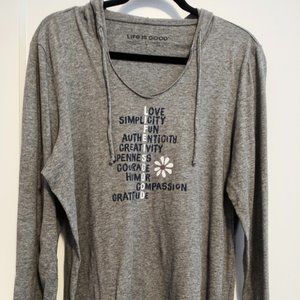 Life is Good Lightweight Hoodie Top with Upbeat Message
